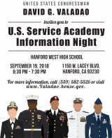 Congressman hosts U.S. Service Academy information night at Hanford West Sept. 19